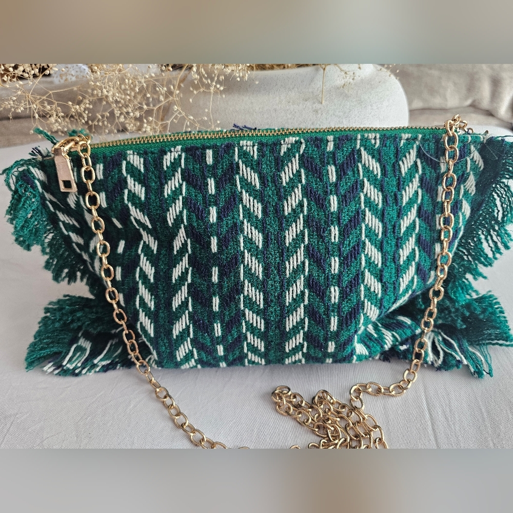3am Forever Green and Blue Stitch Patterned Bag - Picture 1 of 5